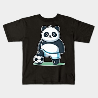 Panda Soccer Player Soccer Ball Kids T-Shirt